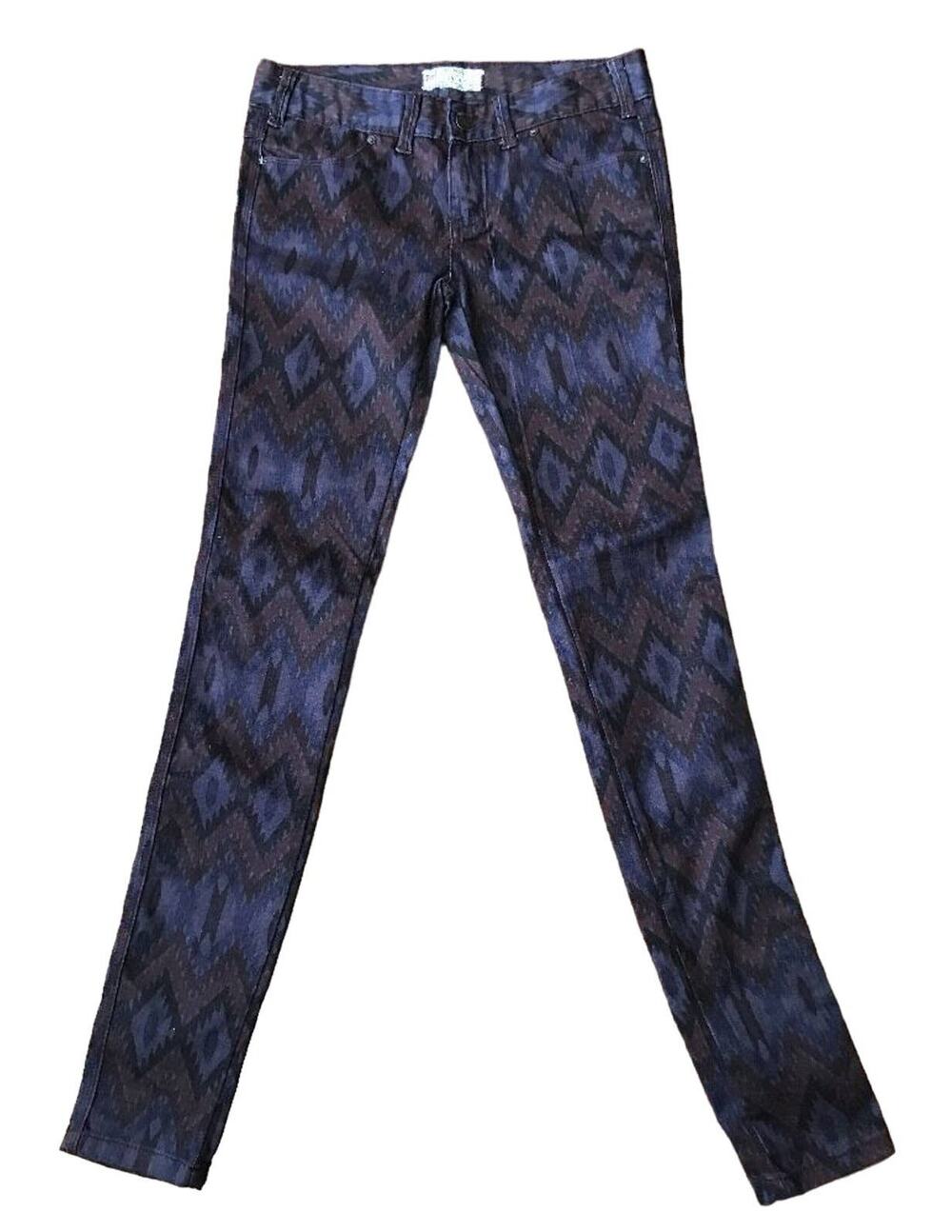 Free People Purple Aztec Print Skinny Jeans Womens 25